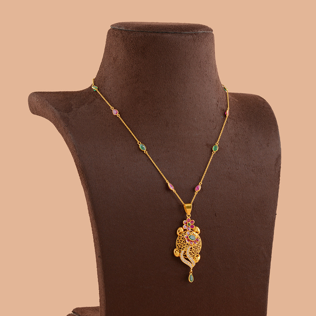 Simple Gold Pearl Necklace With Pendant - Krishna Jewellers Pearls and Gems