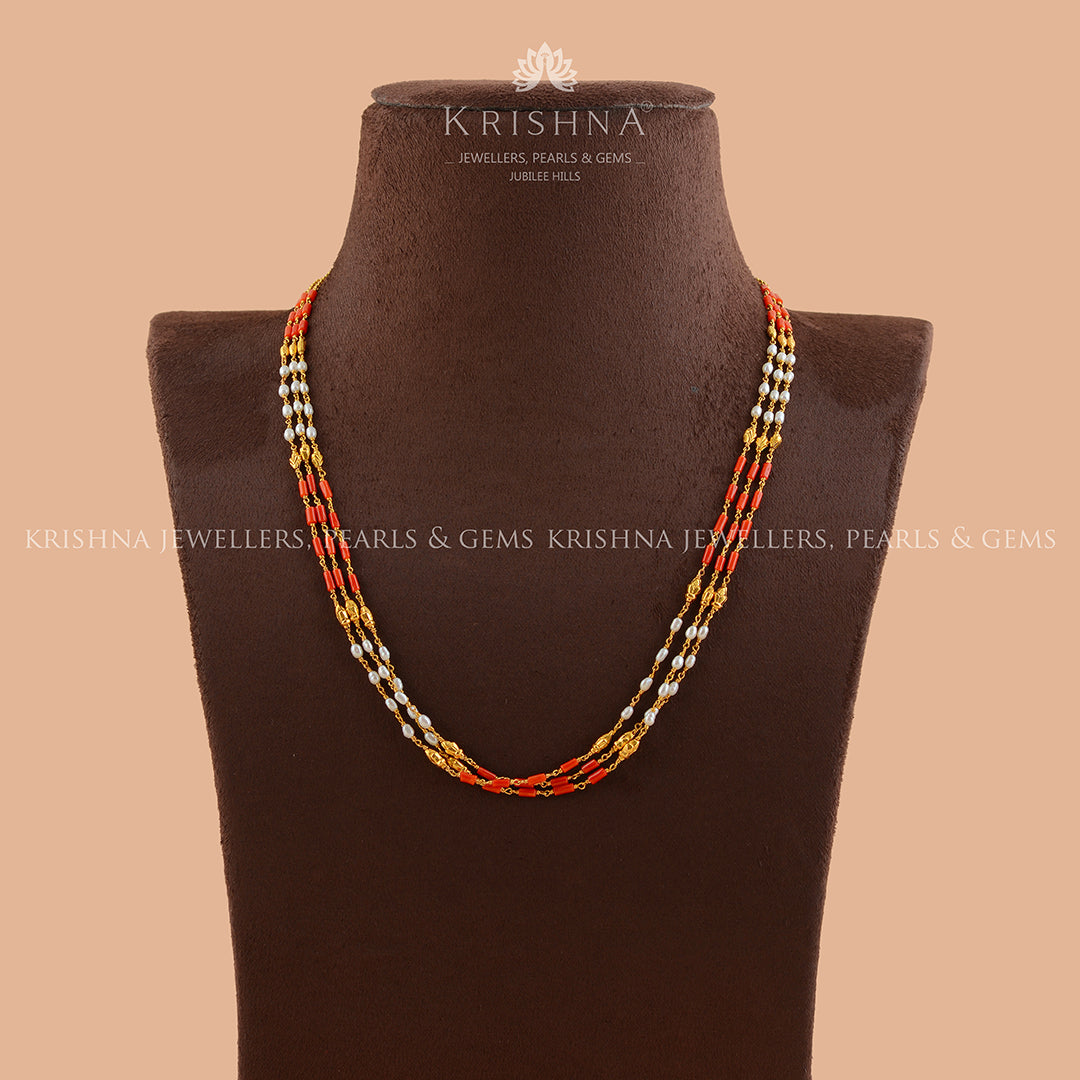 Classic Pearl and Coral Chain