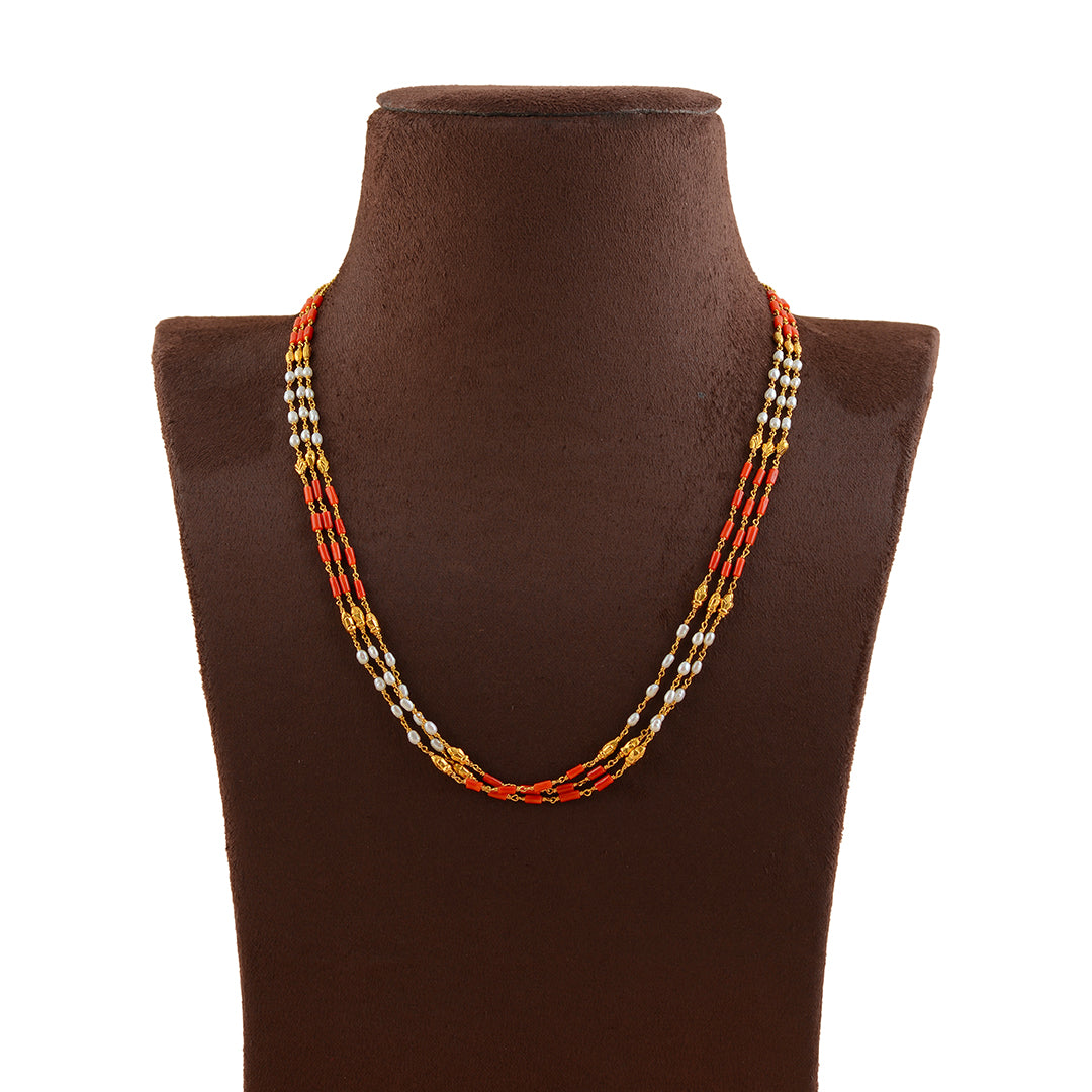 Classic Pearl and Coral Chain