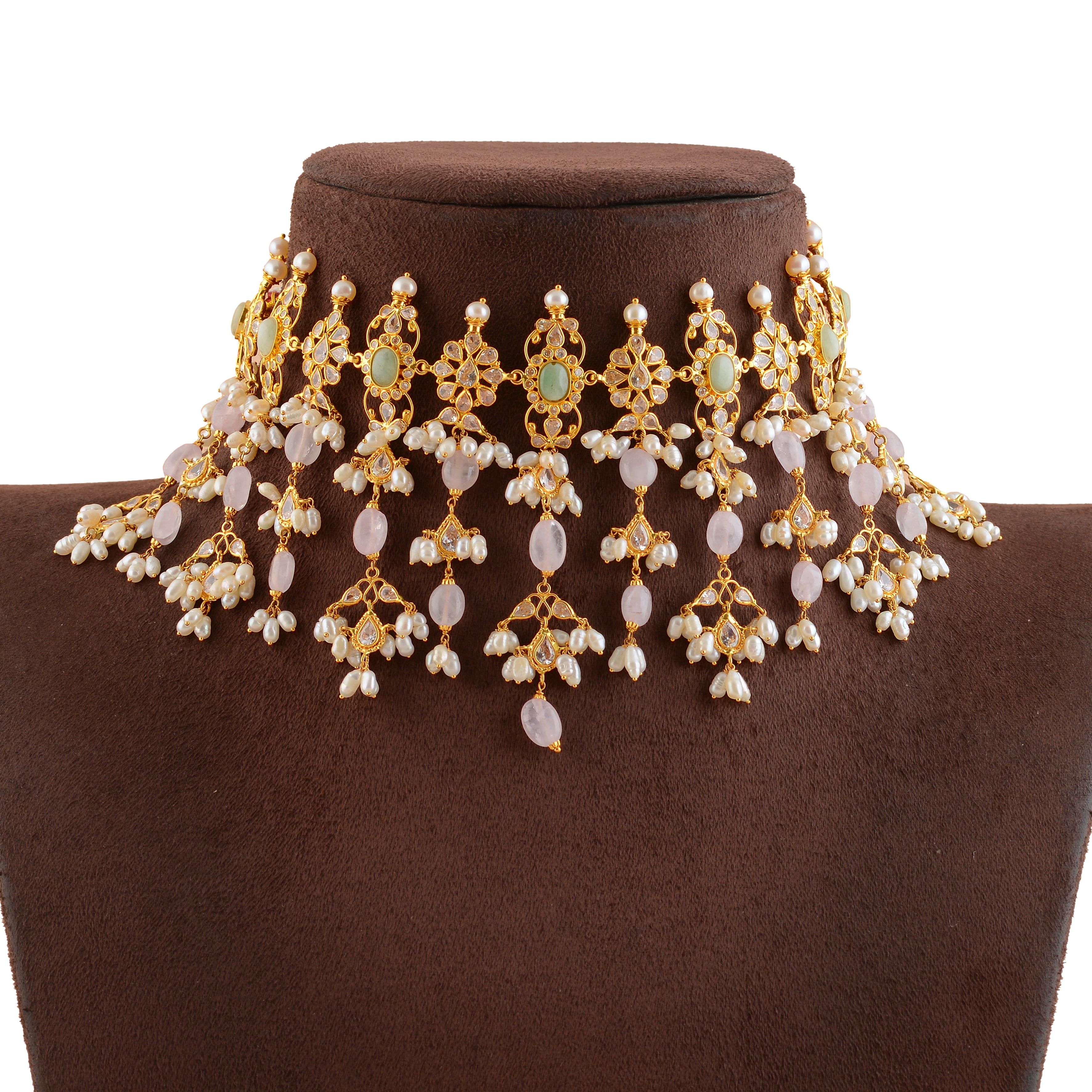 Exotic Gold Pearl Short Necklace