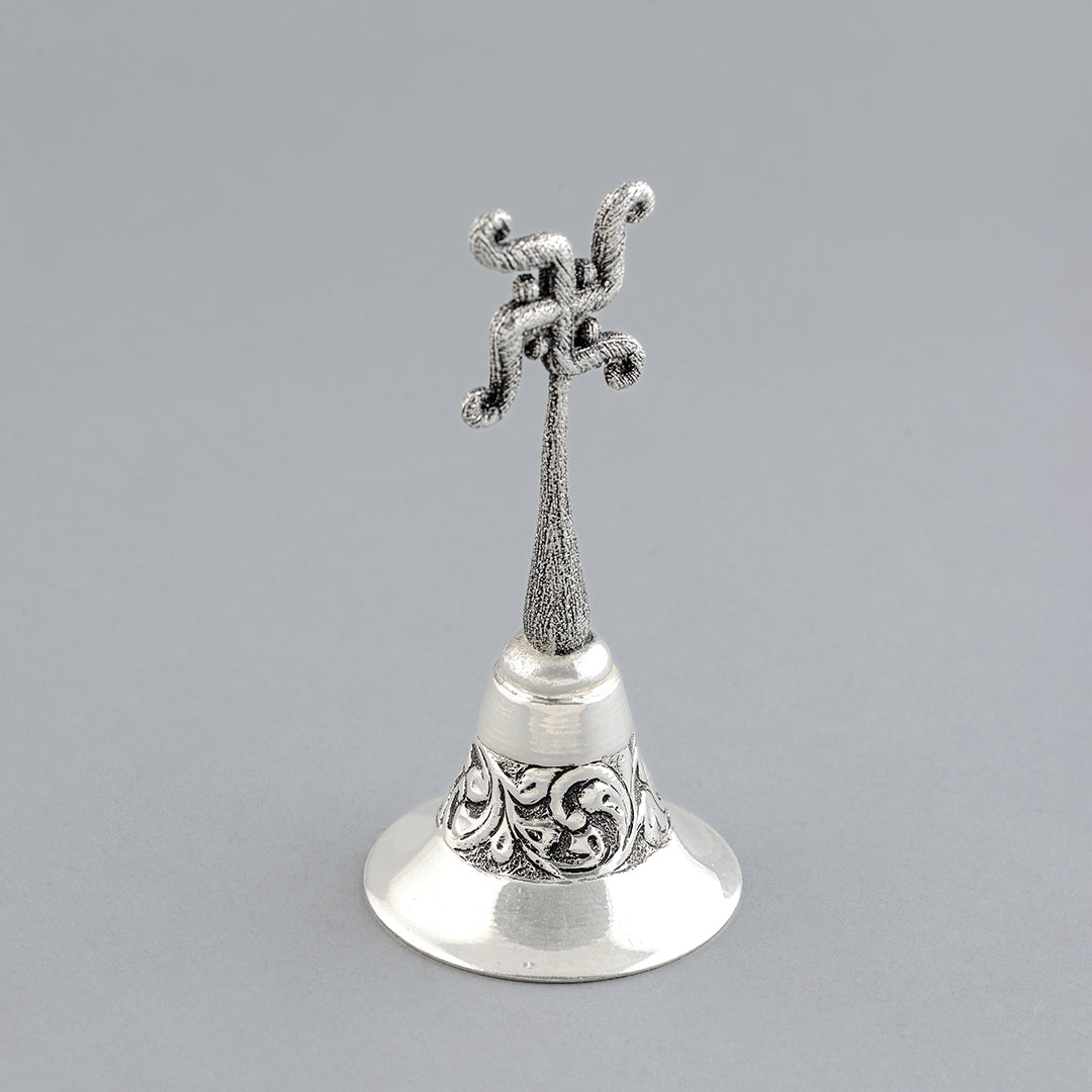 Silver Swastik Pooja Bell - Krishna Jewellers Pearls and Gems