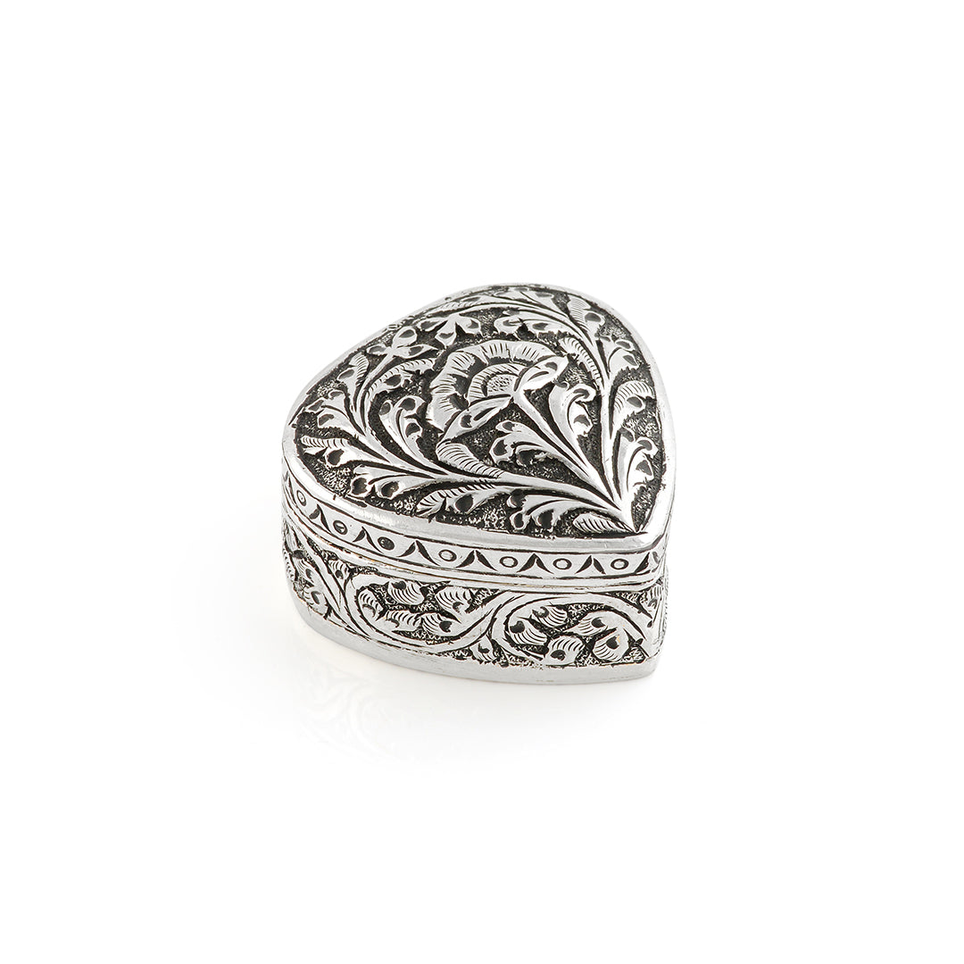 Silver Floral Design Kumkum Box