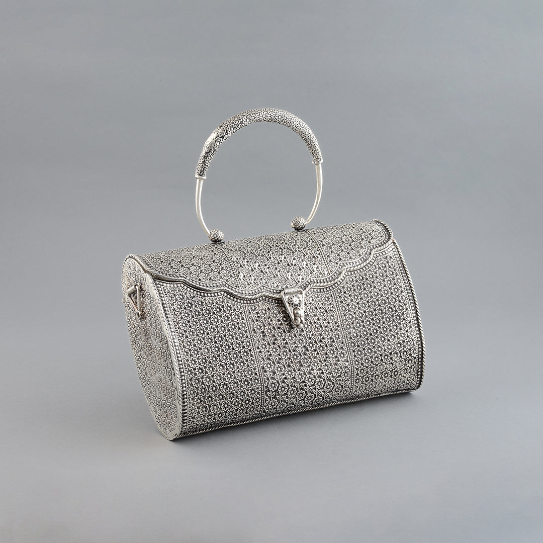 Buy Priyaasi Vintage Textured Silver Metallic Sling Bag Online