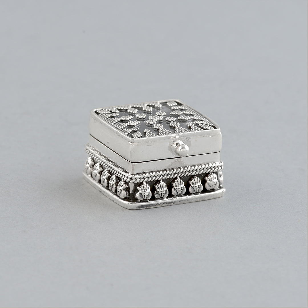 Silver Square KumKum Box - Krishna Jewellers Pearls and Gems