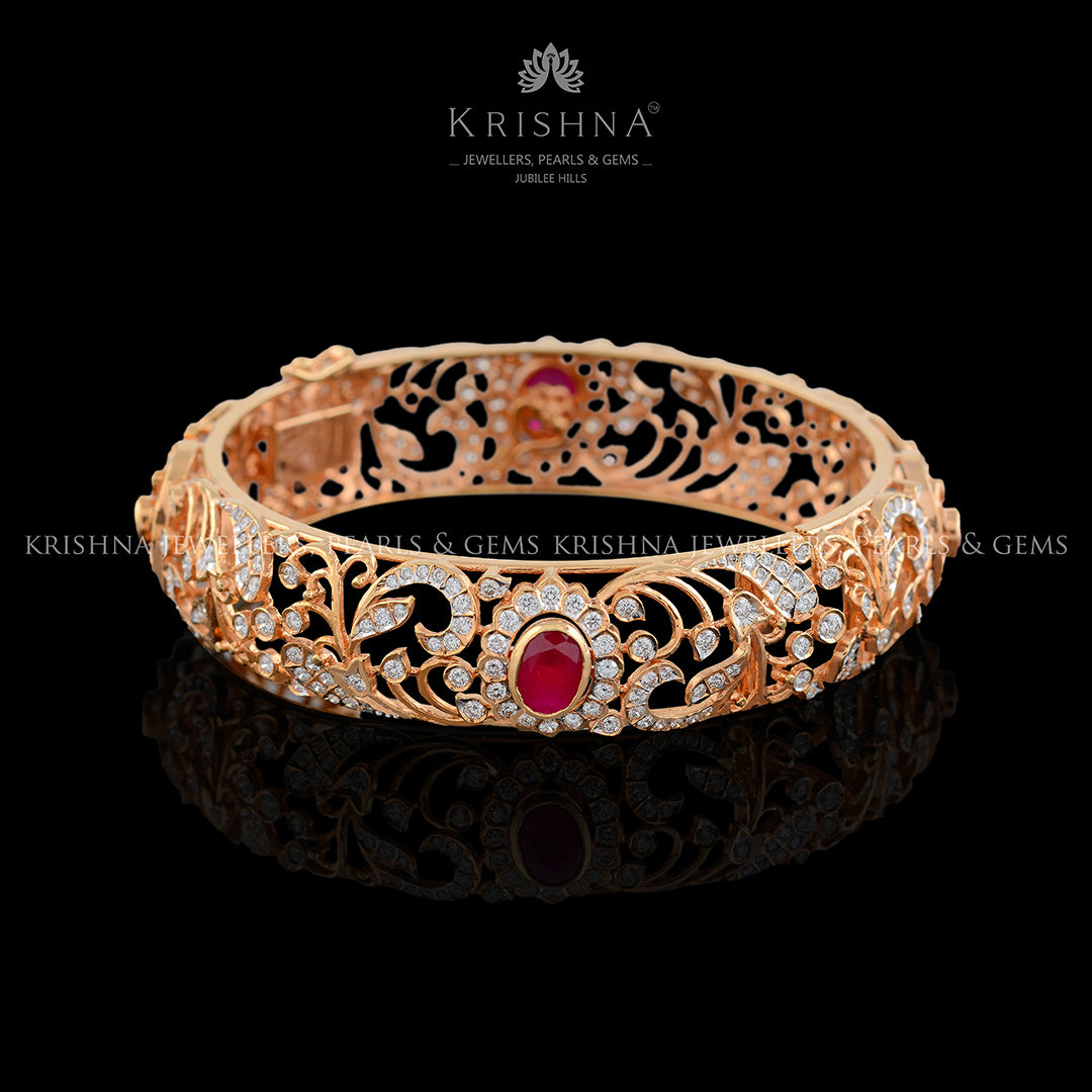 Queenly Diamond Bangle Design - Krishna Jewellers Pearls and Gems