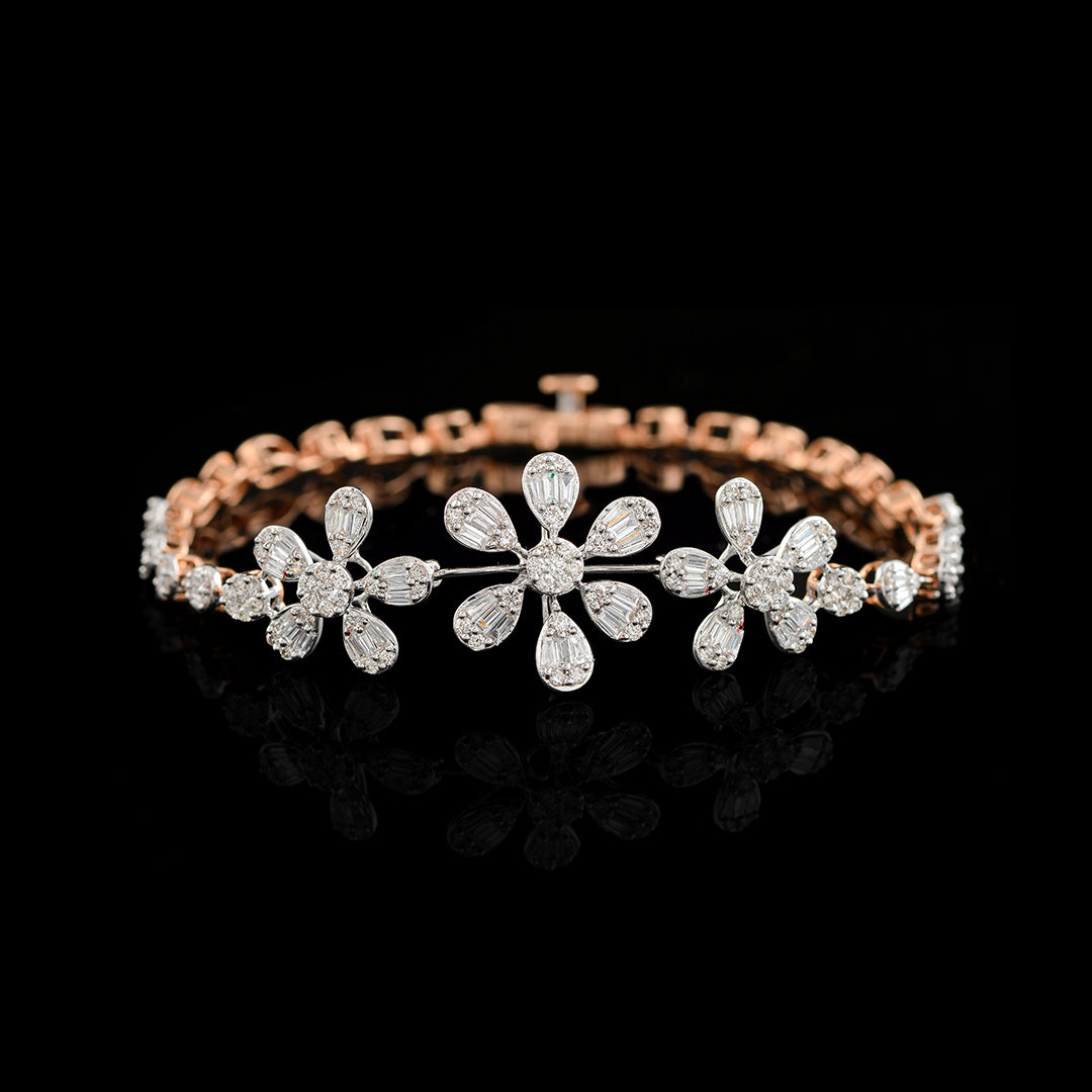 Flower Diamond Tennis Bracelet
