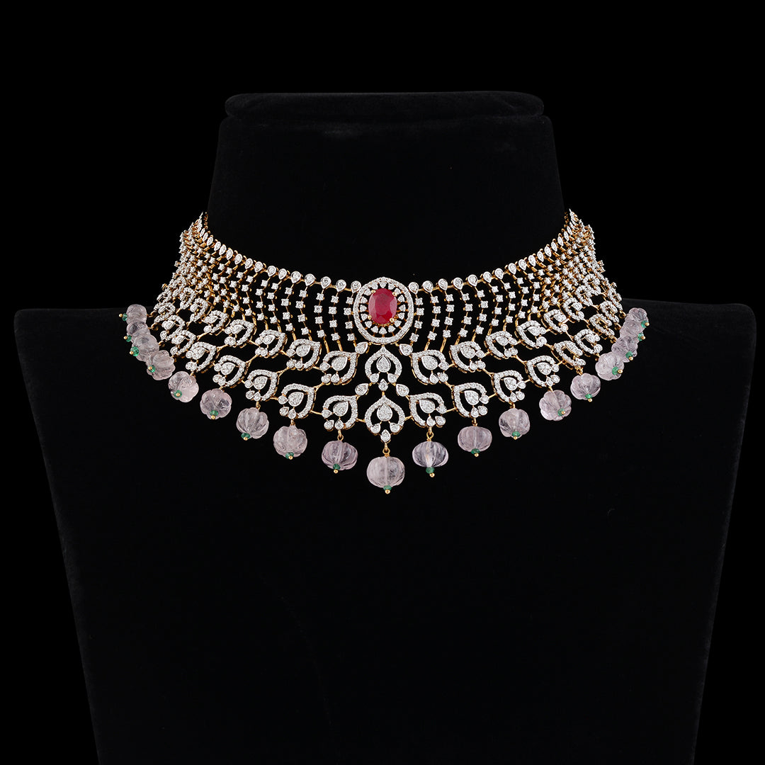Diamond Choker with Kharabaju Beads