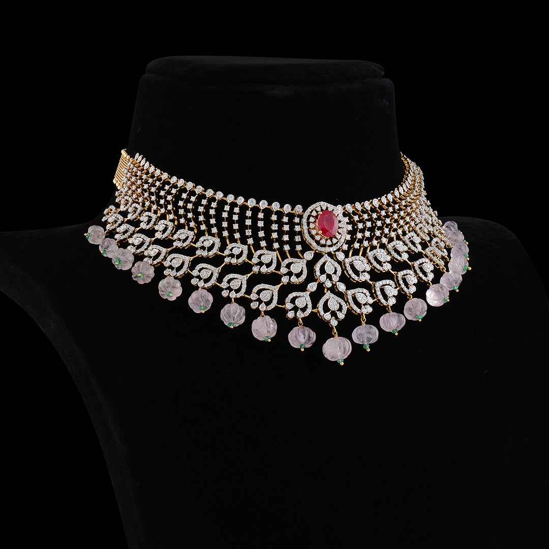 Diamond Choker with Kharabaju Beads