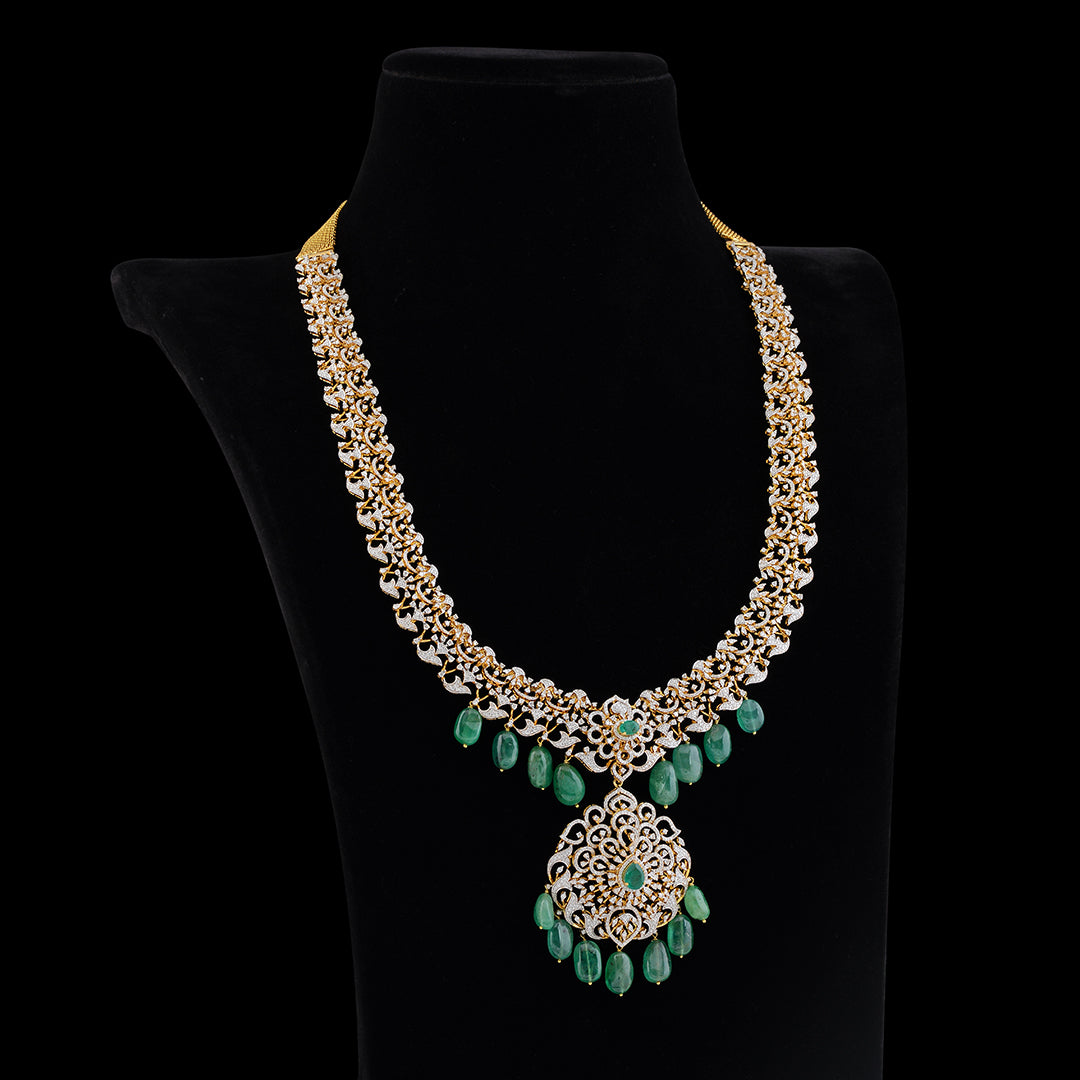 Emerald Diamond Long Haar Necklace