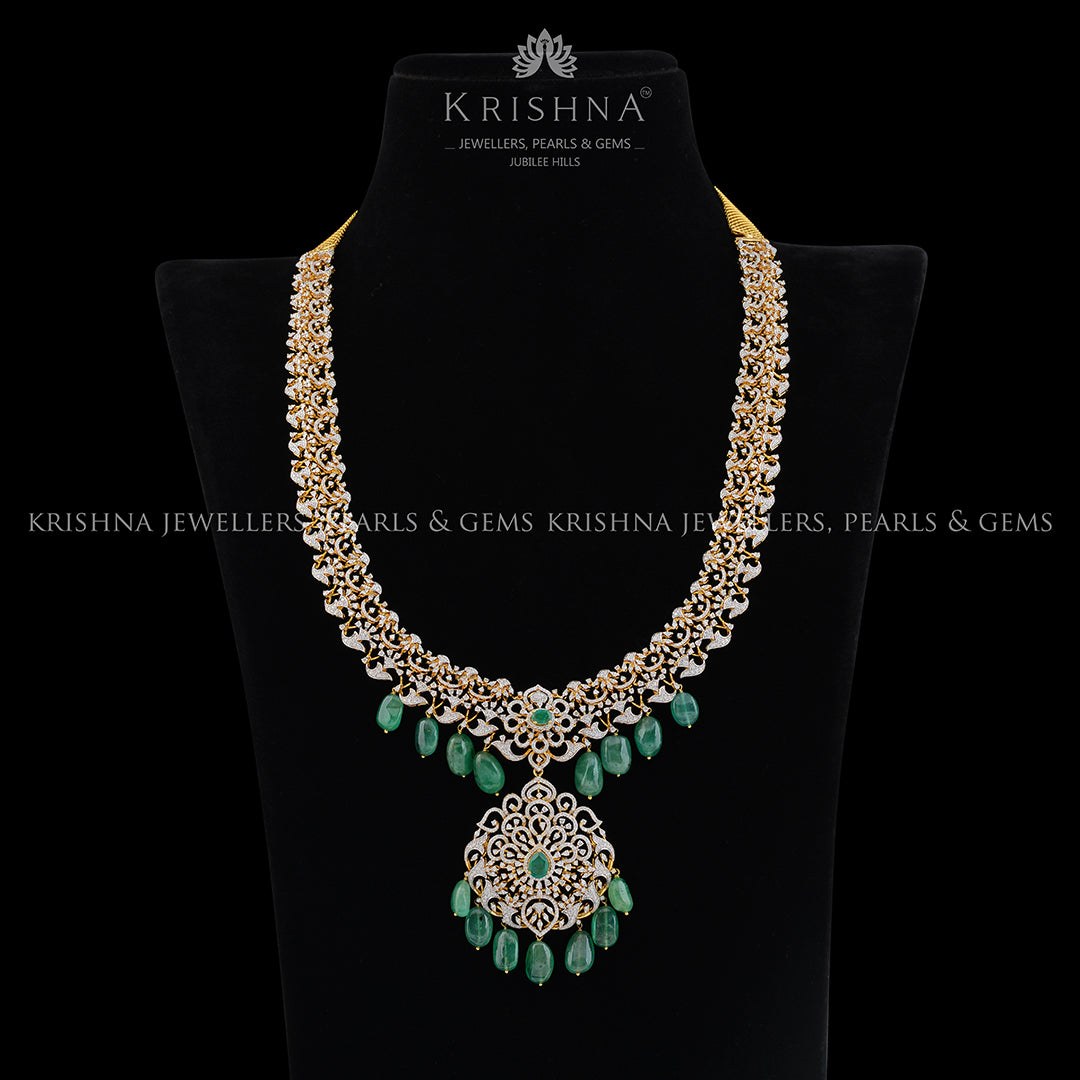 Emerald Diamond Long Haar Necklace