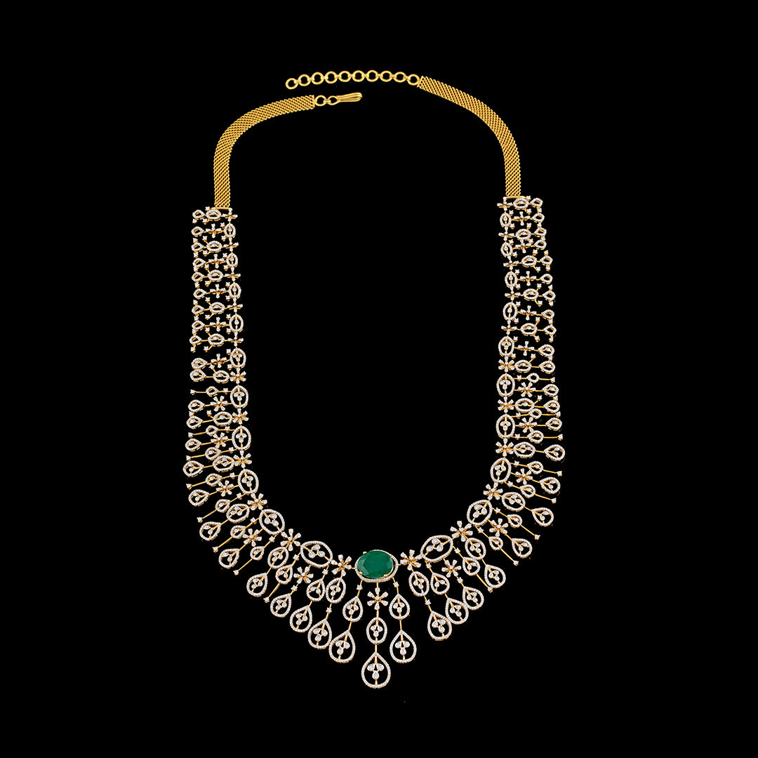 3 steps Diamond Long haram necklace