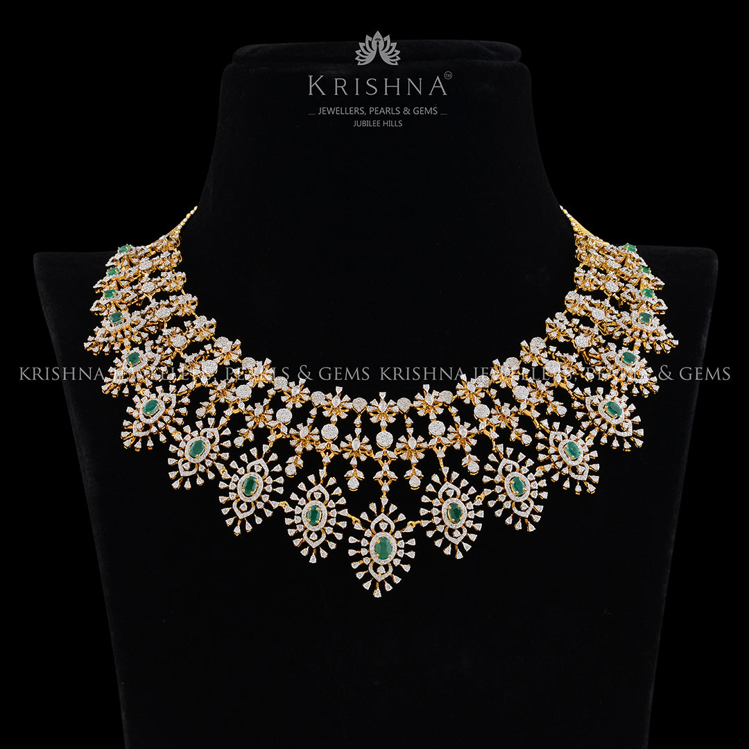 Pear shaped diamond choker necklace