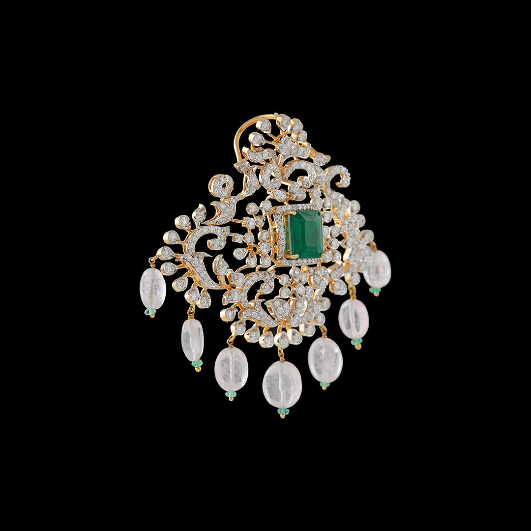 Diamond Pendant with Morganite Beads