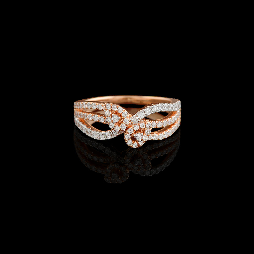 Leaf Motif Rose Gold Diamond Ring