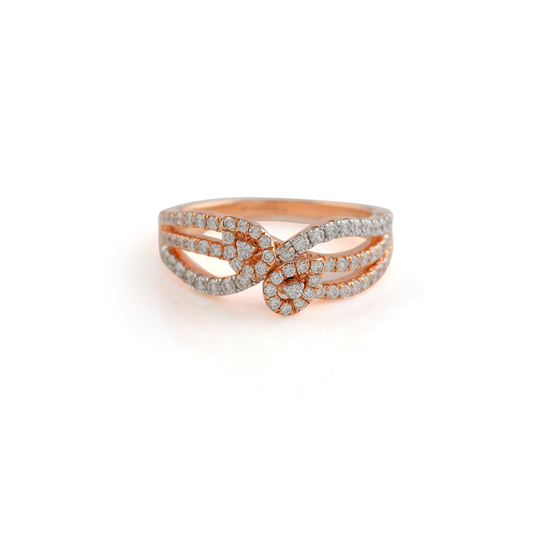 Leaf Motif Rose Gold Diamond Ring