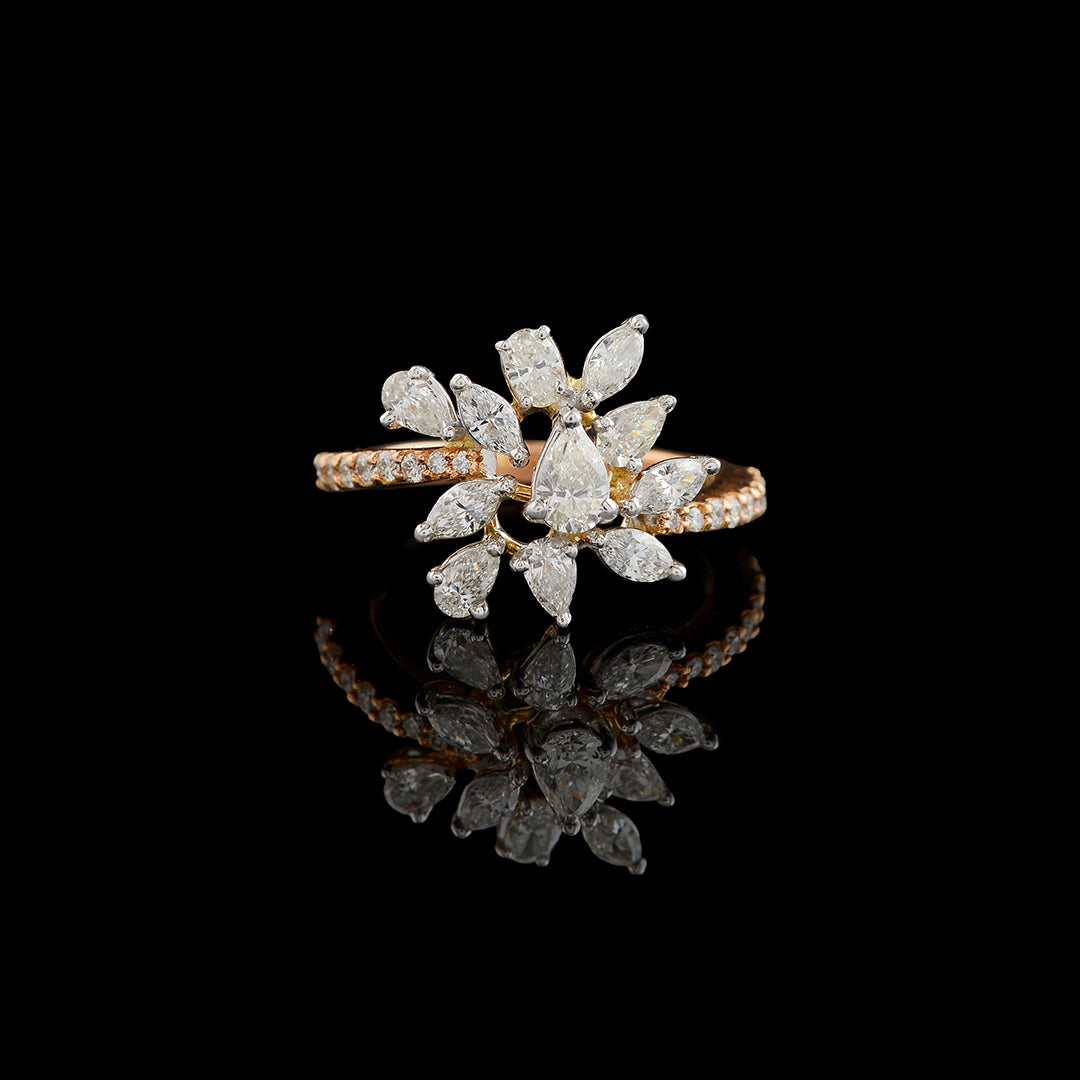 Petite Diamond Flower Ring In 18K Rose Gold – Oxford Jewelers, LLC