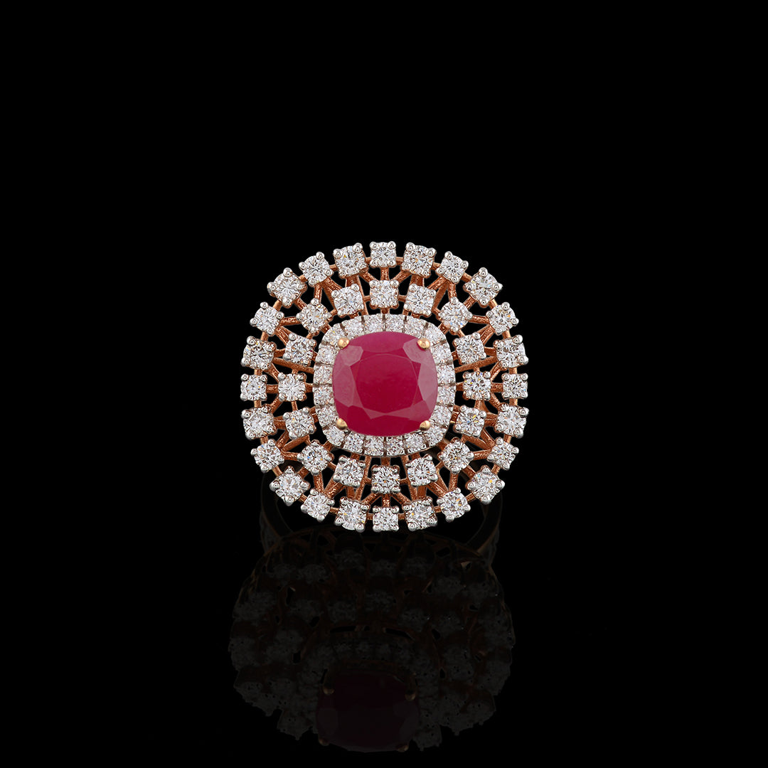 Pinkstone Flower Diamond Ring