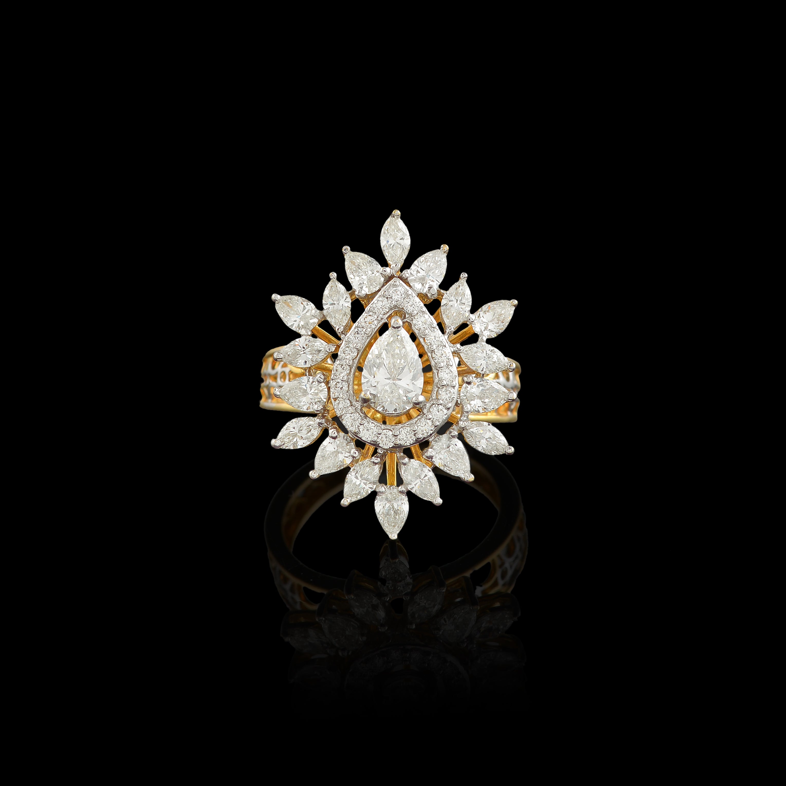 Flower and Drop diamond Ring