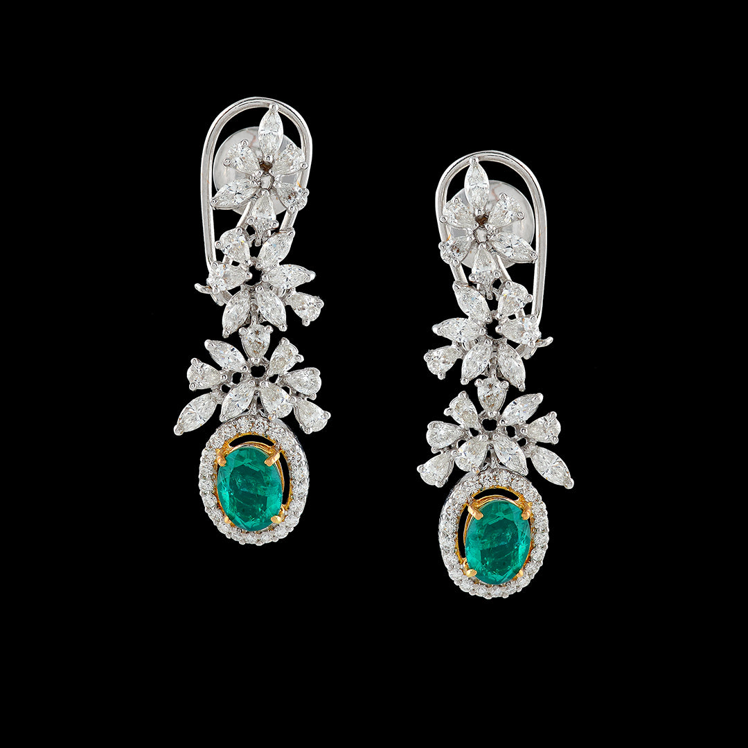 Triple Flower Cluster Diamond Earrings
