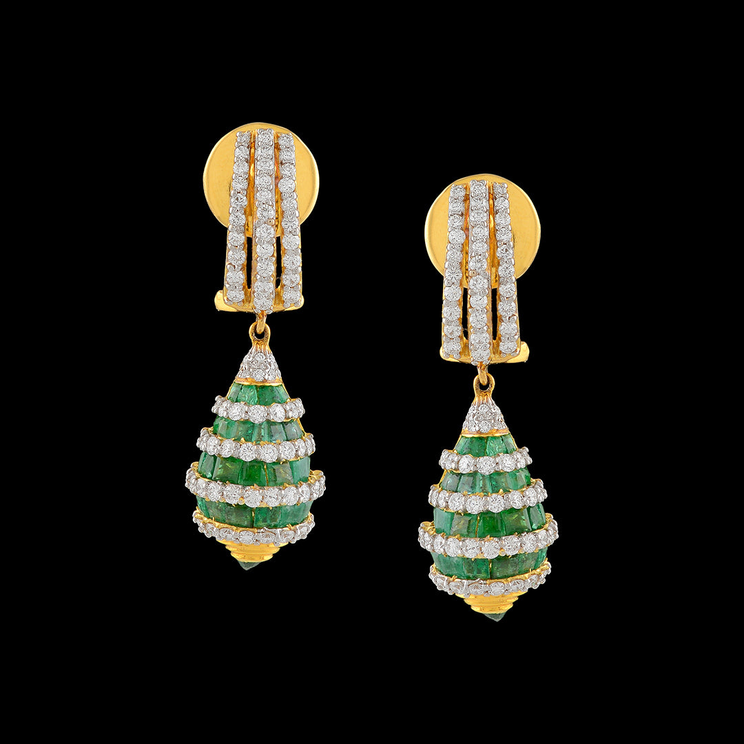 Conch Motif Diamond Earrings