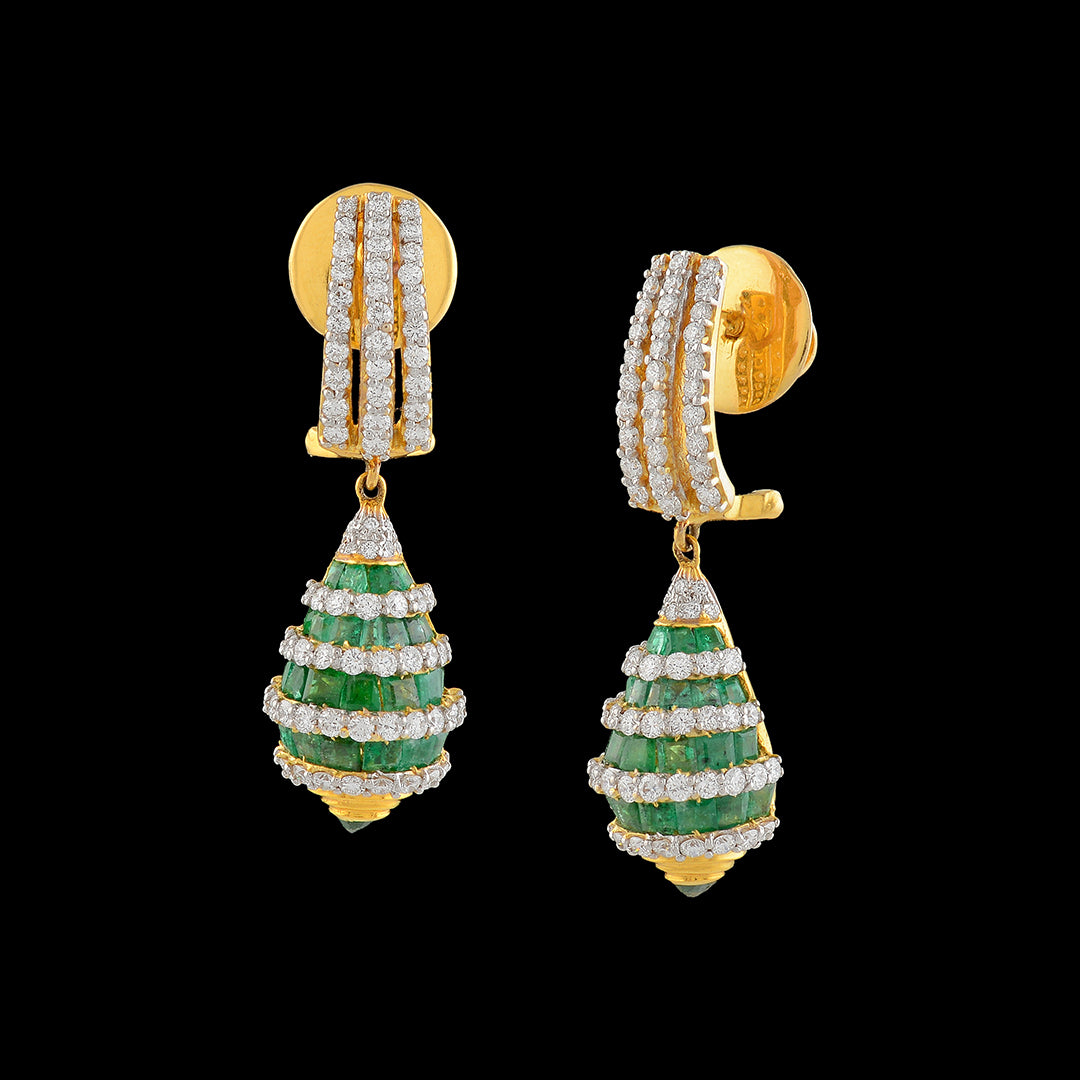 Conch Motif Diamond Earrings