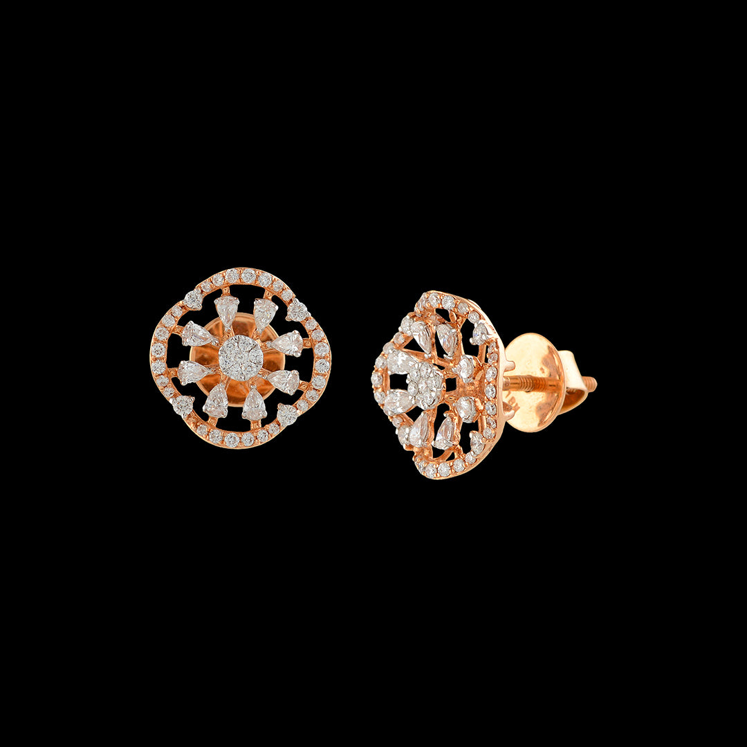 Triacle incribed Diamond Earrings