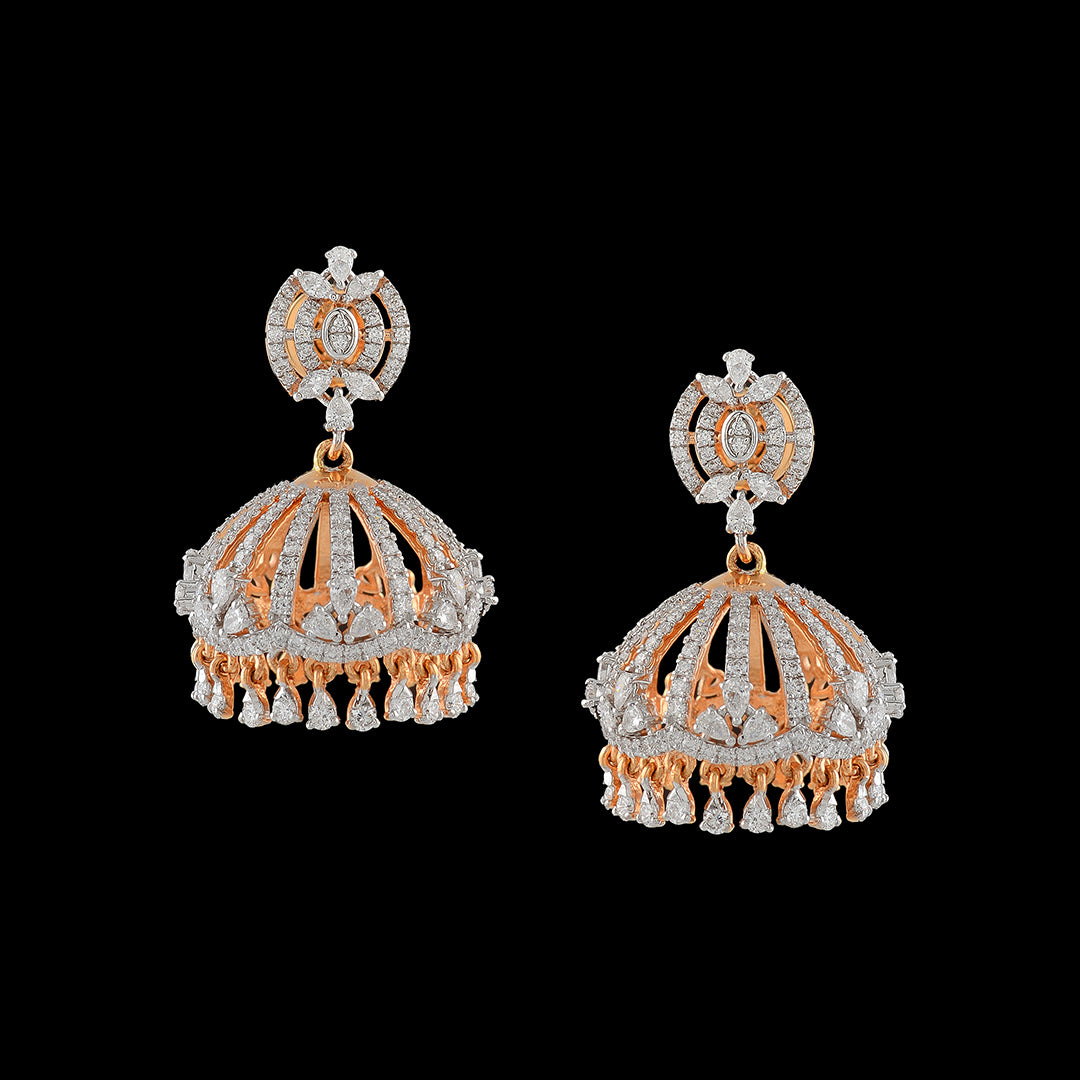 Crown Diamond Jhumka Earrings