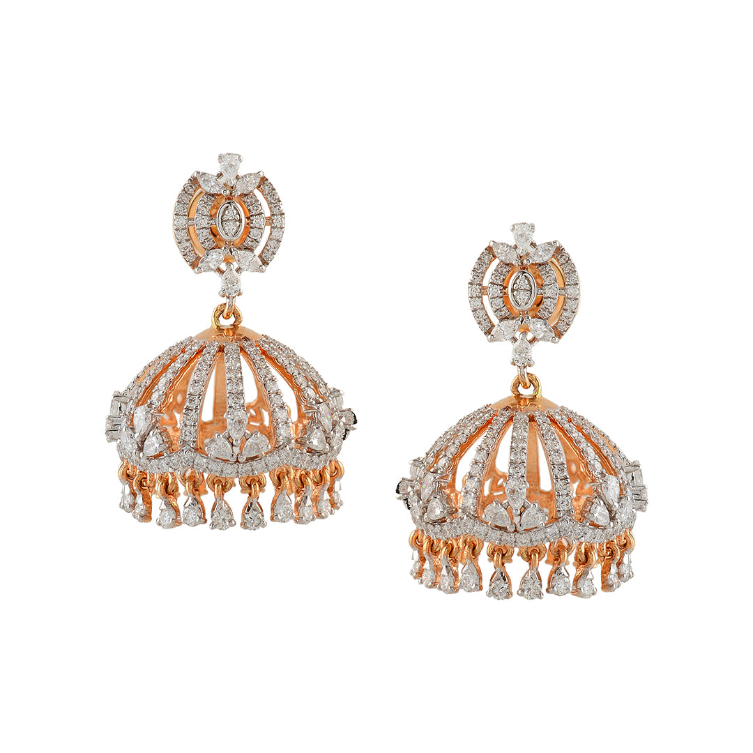 Crown Diamond Jhumka Earrings