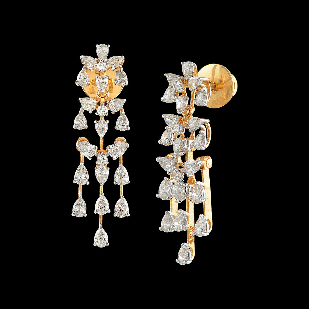 Floral Hanging Diamond Earrings