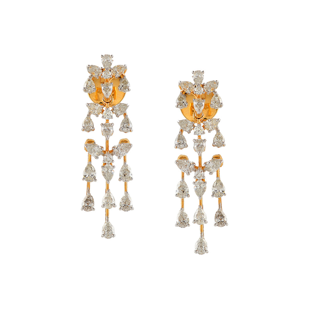 Floral Hanging Diamond Earrings