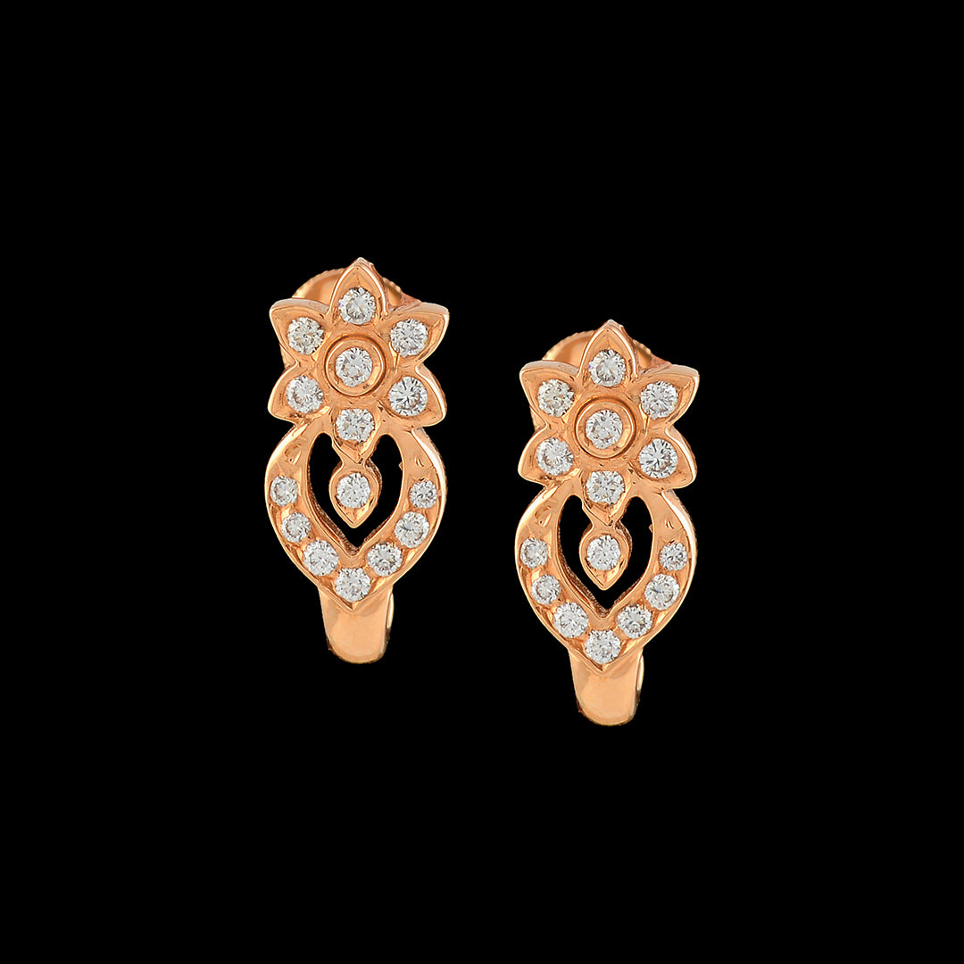 Flower Cum Leaf Diamond Stud Earrings
