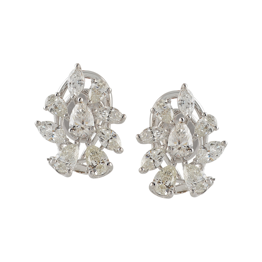 Pear Shape Cluster Diamond Earrings