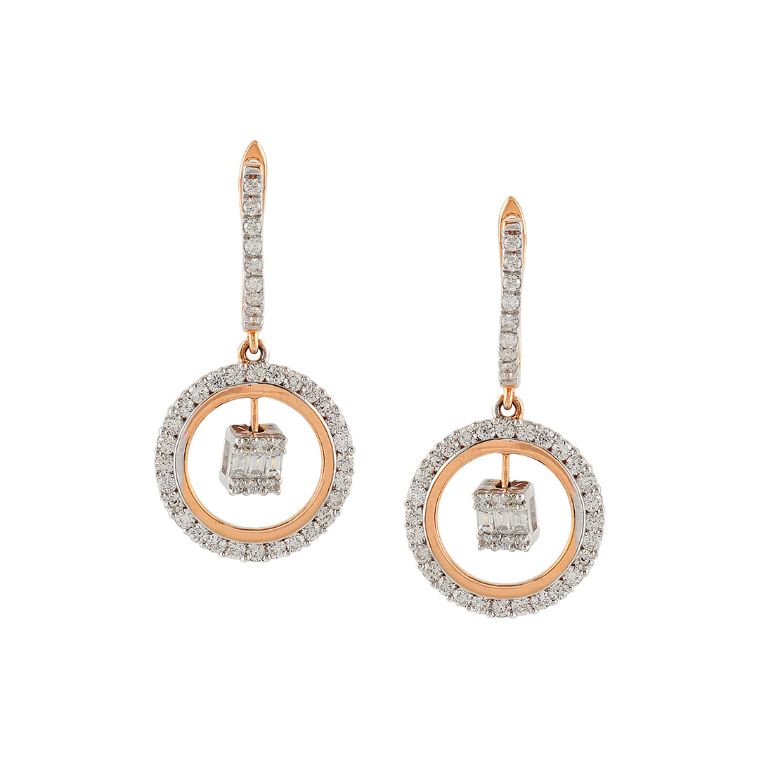 Square and Circle huggie diamond earrings