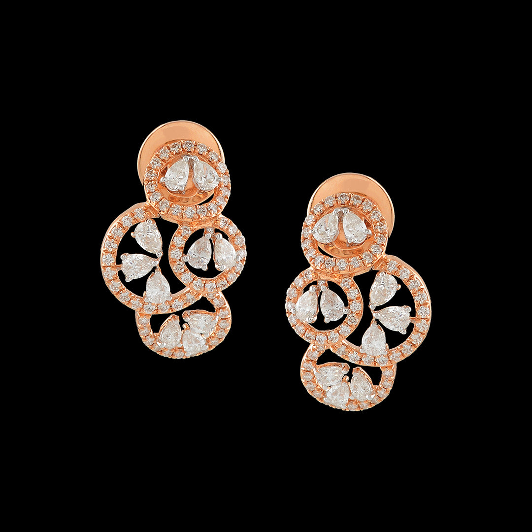 Multi Flower Diamond Stud Earrings