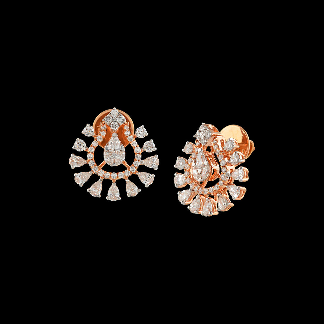 Flower Drops Diamond Earrings