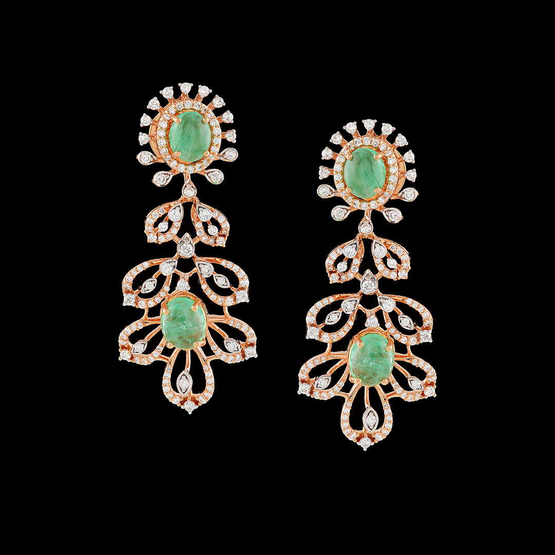 Flower and Leaf Diamond Earrings