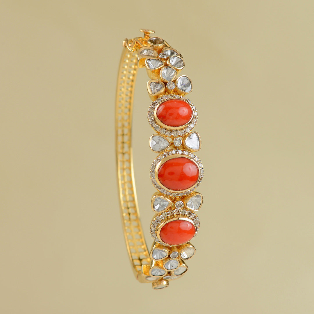 Coral and pearl hot sale gold bangles