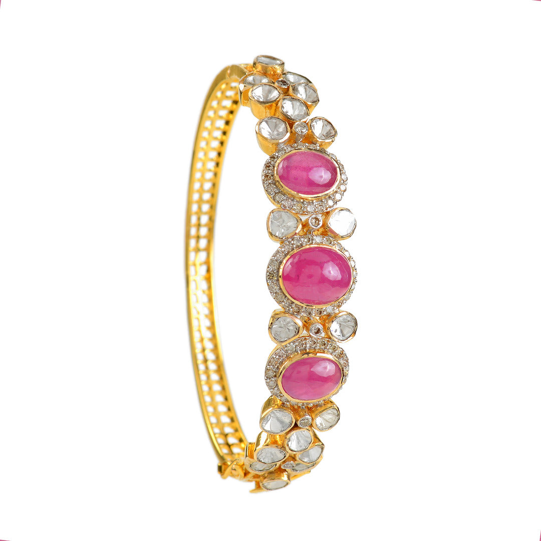 Gold Ruby Polki Bracelet