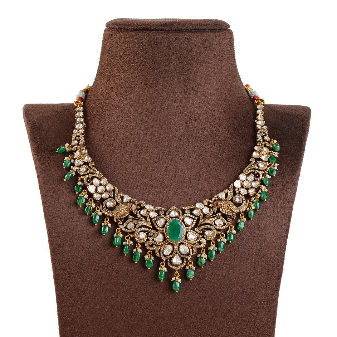 Victorian Emerald Polki Necklace