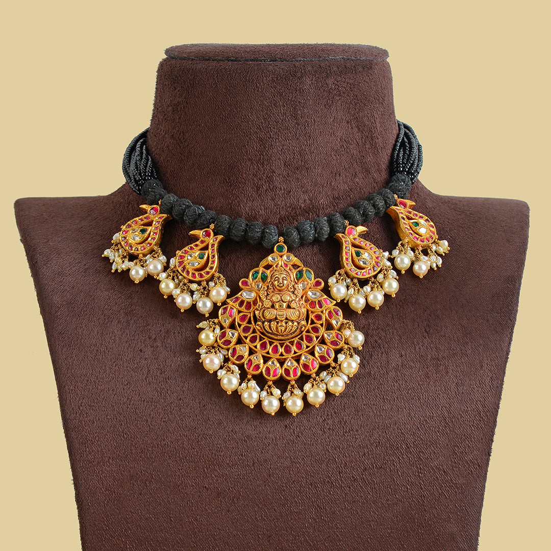 Gold Kundan Black Thread Necklace
