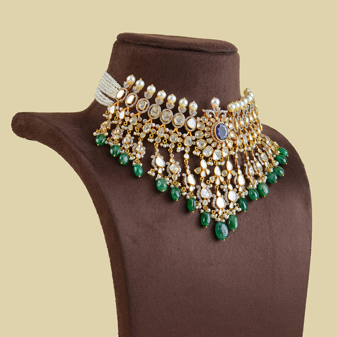 Polki Emerald Choker Necklace