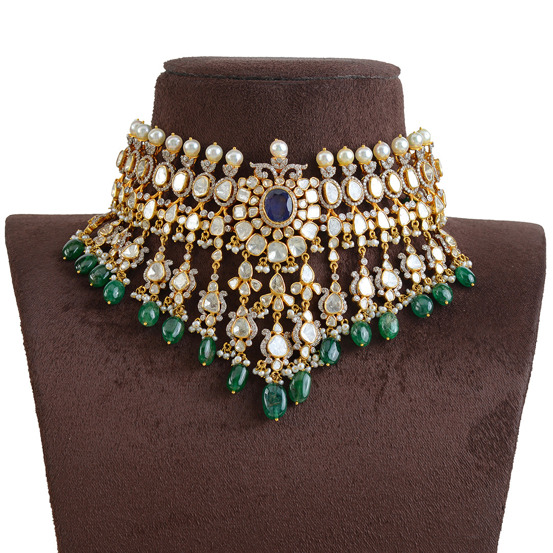 Polki Emerald Choker Necklace