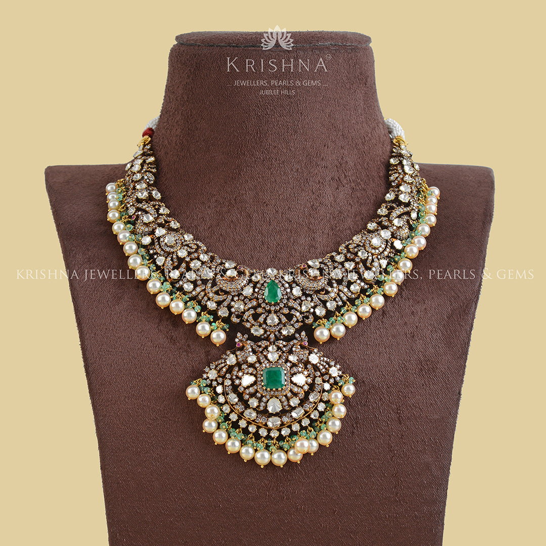 18k Victorian Polki Necklace - Krishna Jewellers Pearls and Gems