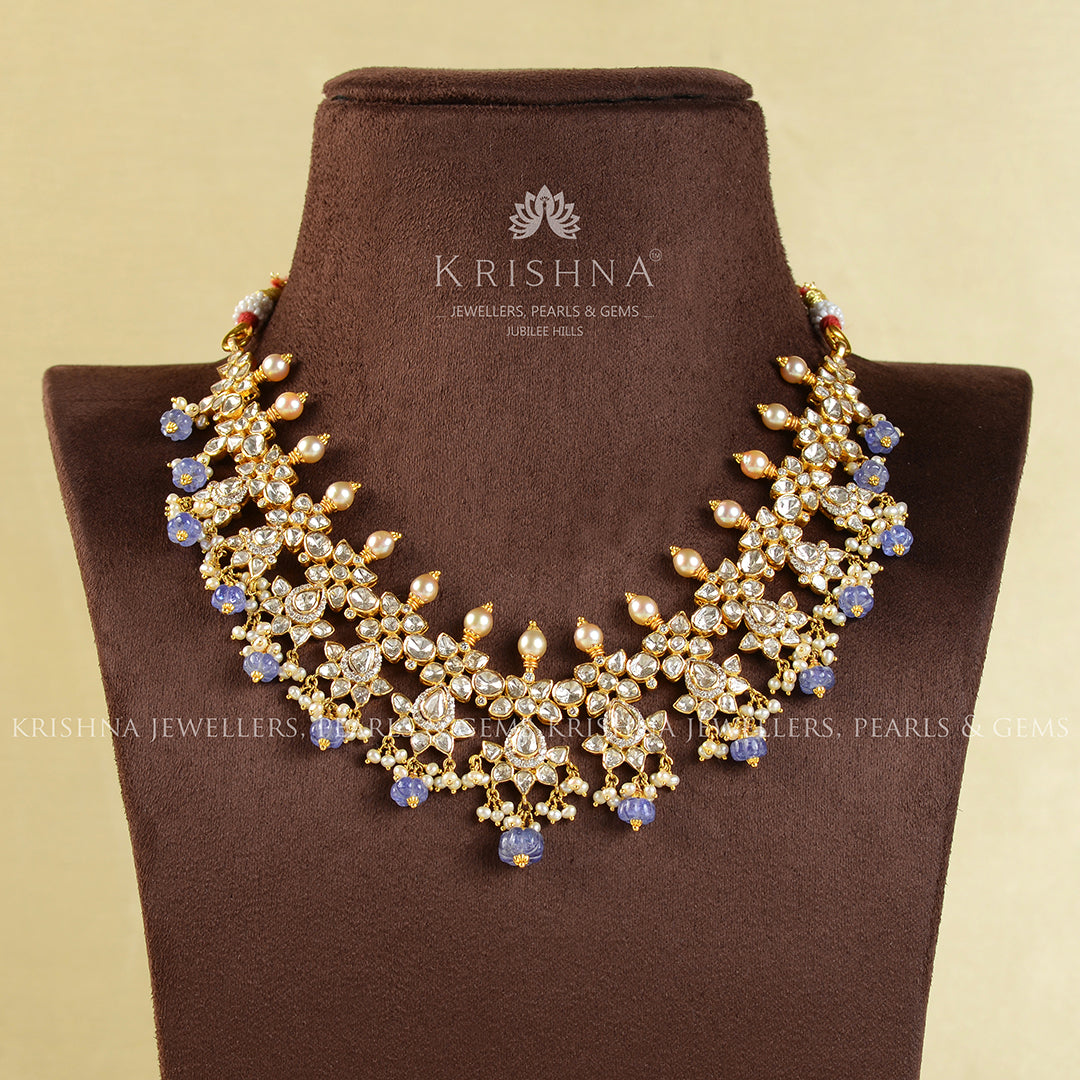 Beautifull Gold Polki Choker Necklace