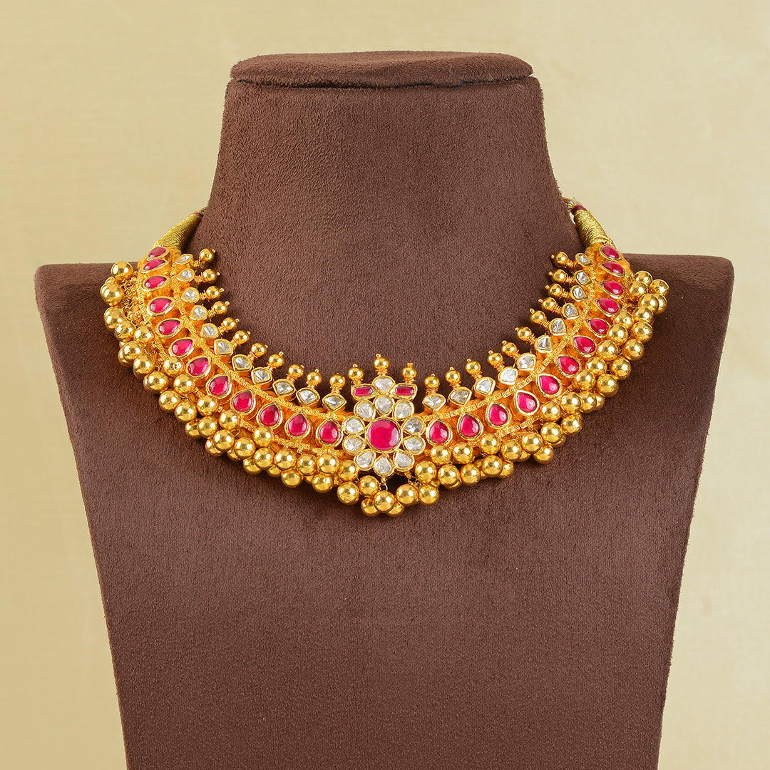 Polki choker necklace gold Clearance