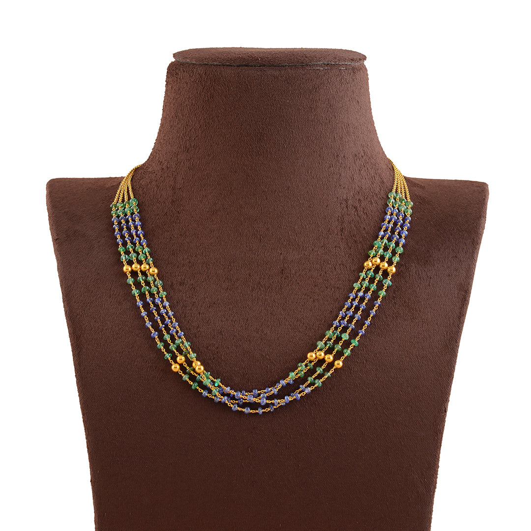 Emerald and Tanzanite Gold Necklace