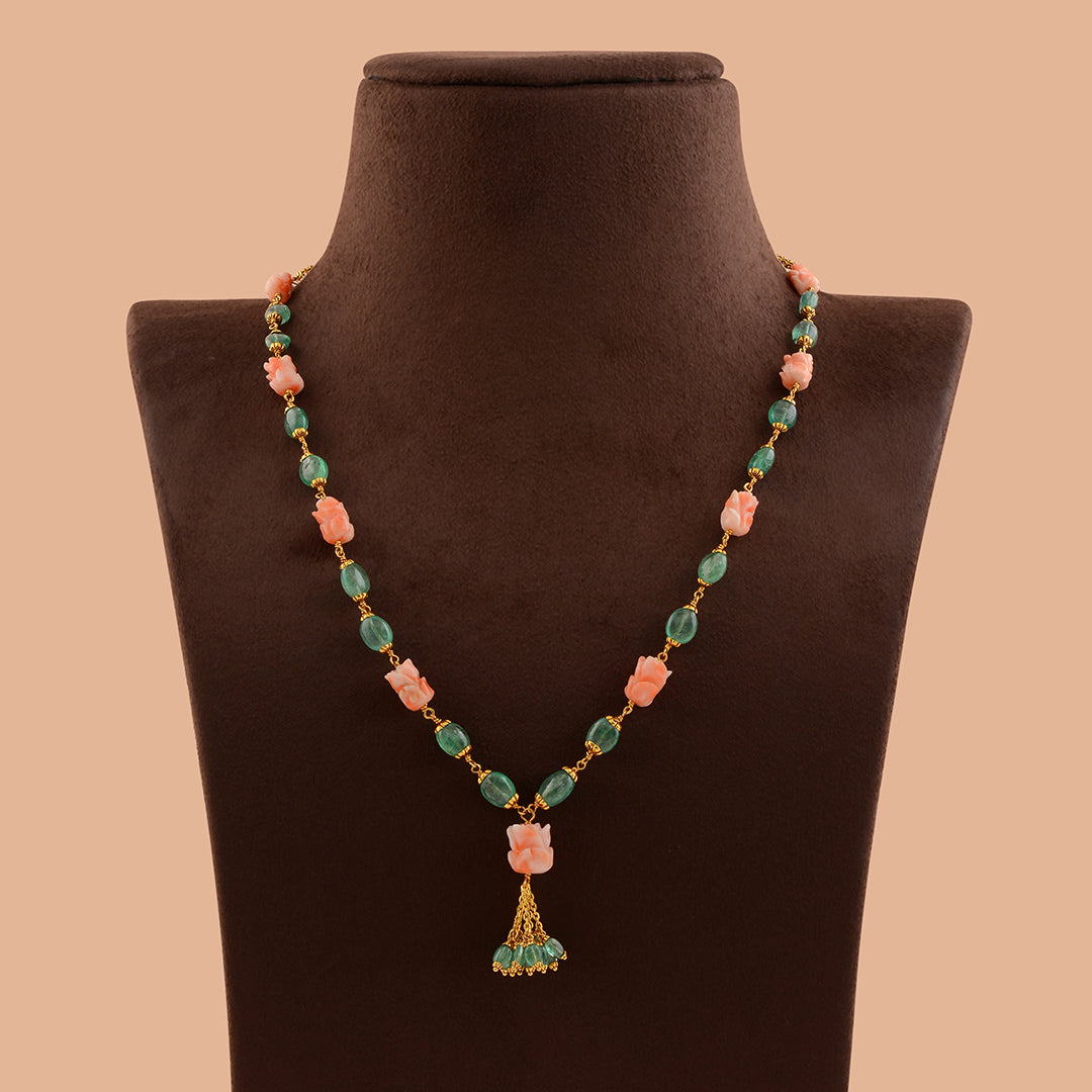 Classic Emerald and Coral Necklace