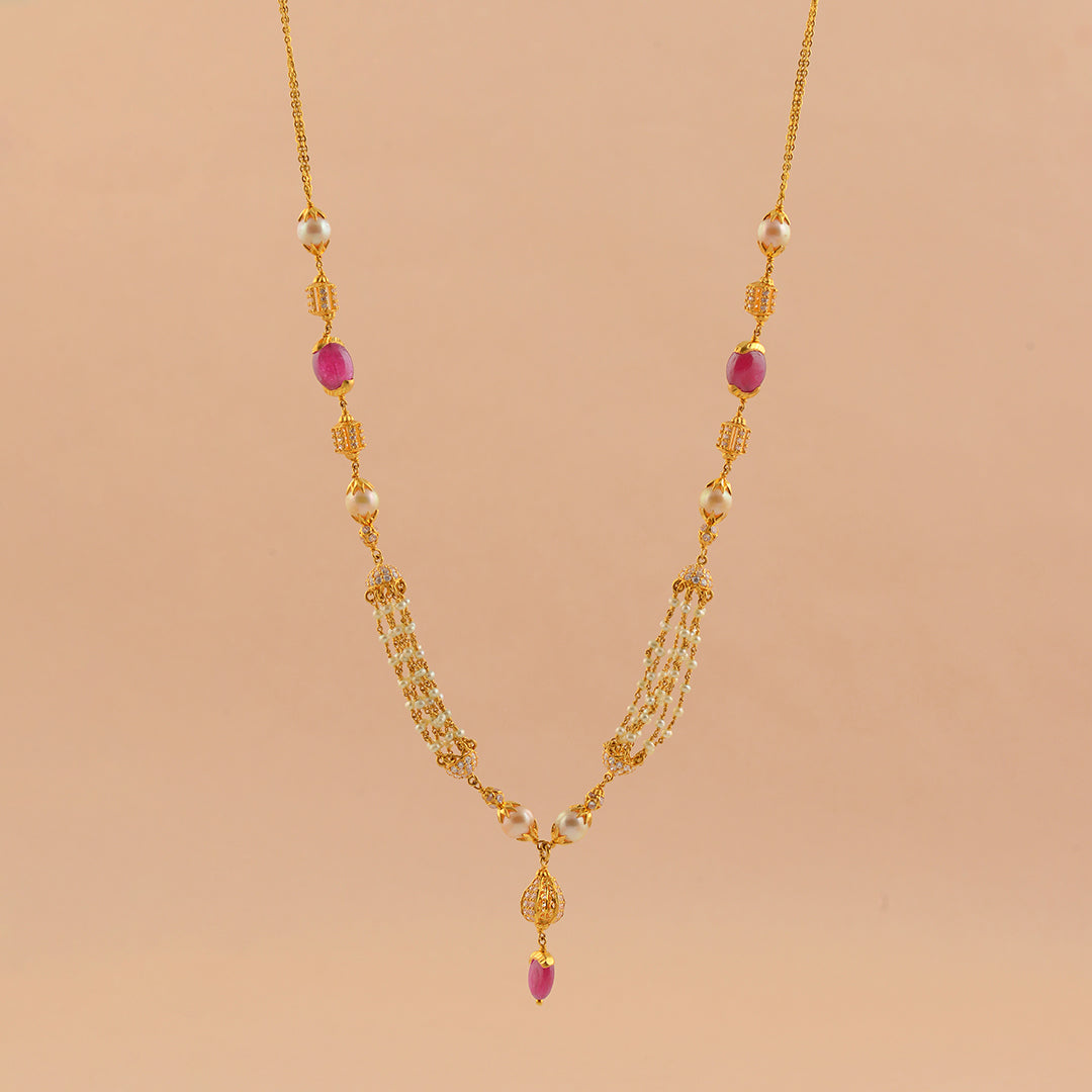 Ritzy Gold Pearl Necklace - Krishna Jewellers Pearls and Gems