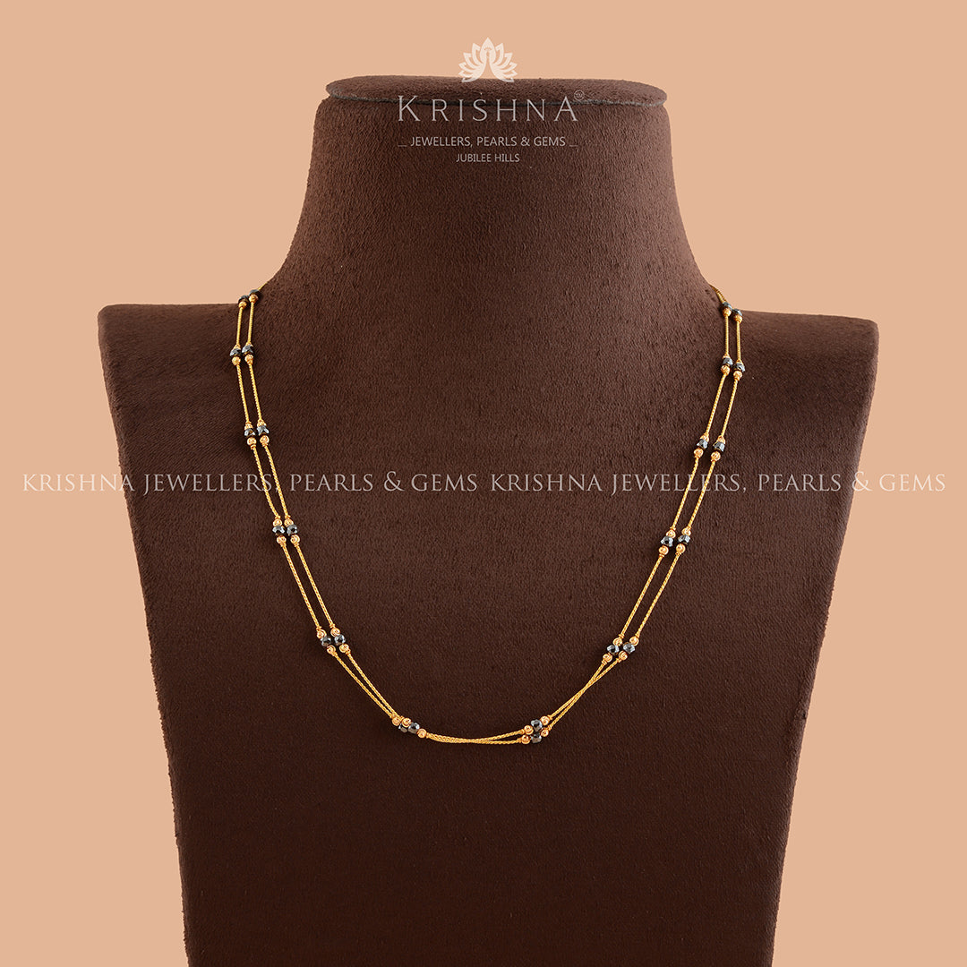 Two Line Crystal Beads Necklace