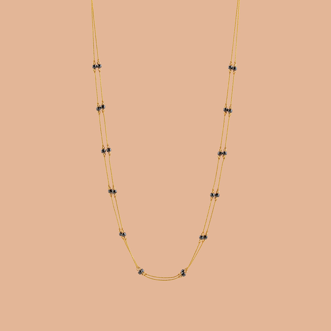 Two Line Crystal Beads Necklace